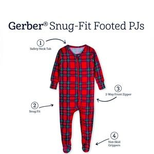 New in package Gerber 3-6 months Christmas plaid footie